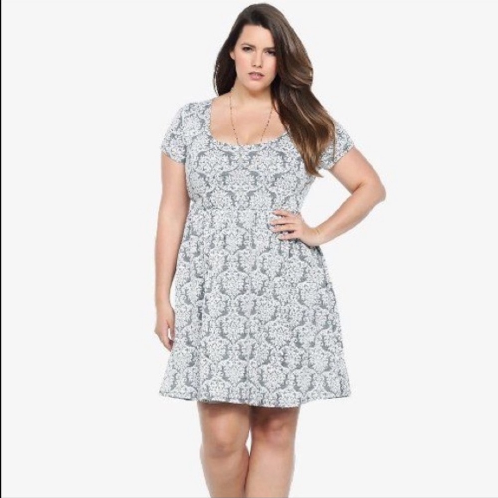 Torrid Black and White Lace Print Mini Dress